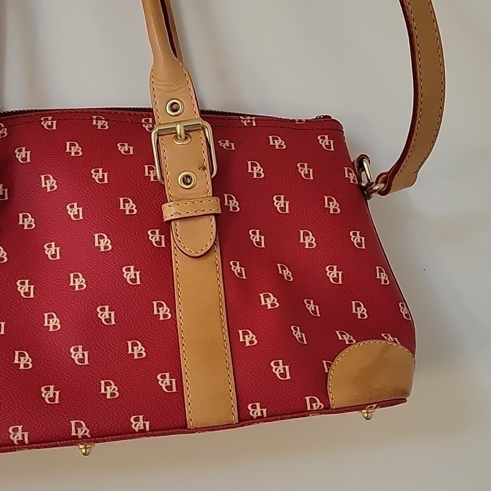 Vtg 1990s DOONEY & BOURKE Tomato Red Logo Satchel Shoulder Bag - Picture 5 of 15